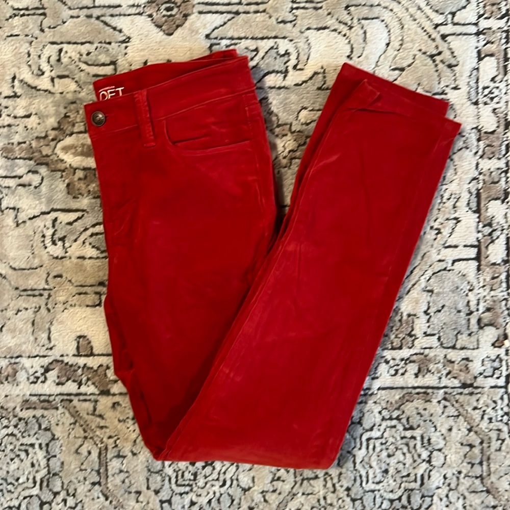 And Taylor Loft, red corduroy skinny jeans, size 4